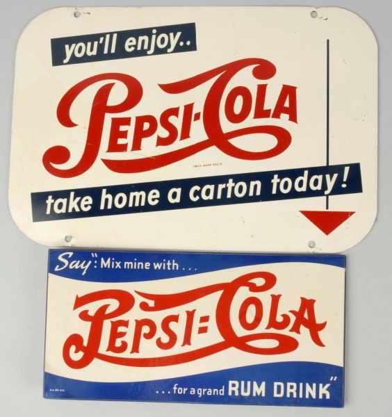 Appraisal: Lot of Pepsi-Cola Advertising Signs Description Includes one metal double-sided