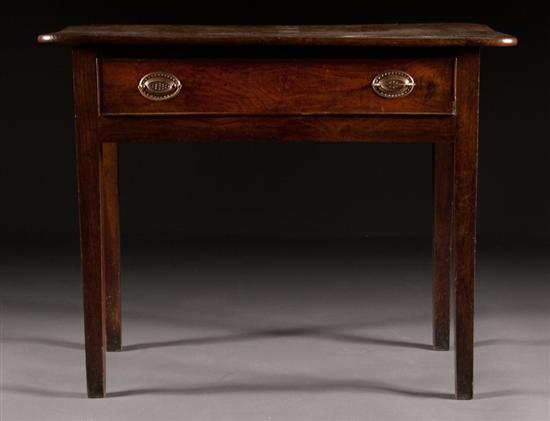 Appraisal: George III carved oak one-drawer table circa with single drawer