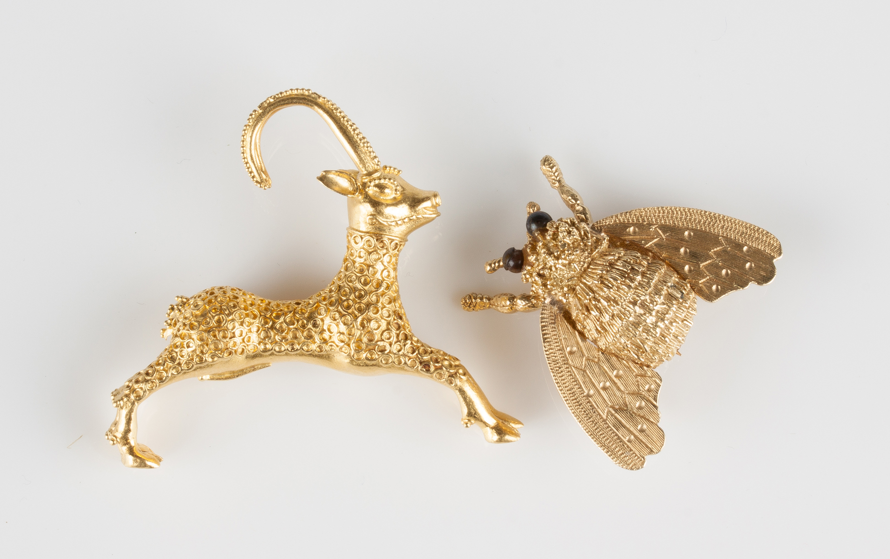 Appraisal: Gazelle Brooch K Gold Bee Brooch Gold Gazelle Brooch Ht