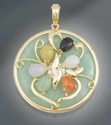 Appraisal: A Ladies' Jade and Gold Pendant k yellow gold mountings