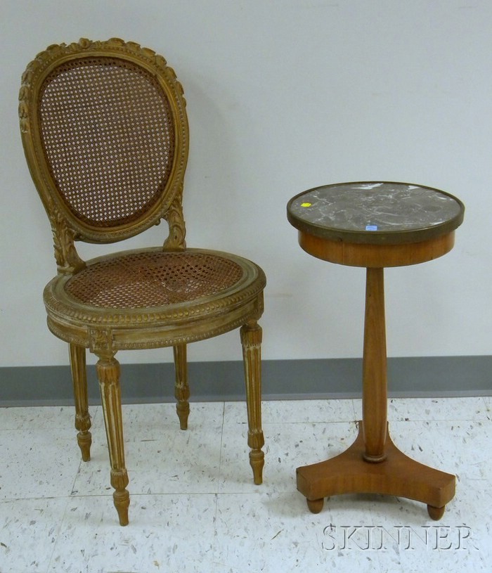 Appraisal: French Empire-style Brass-mounted Marble-top Mahogany Stand and a Louis XVI