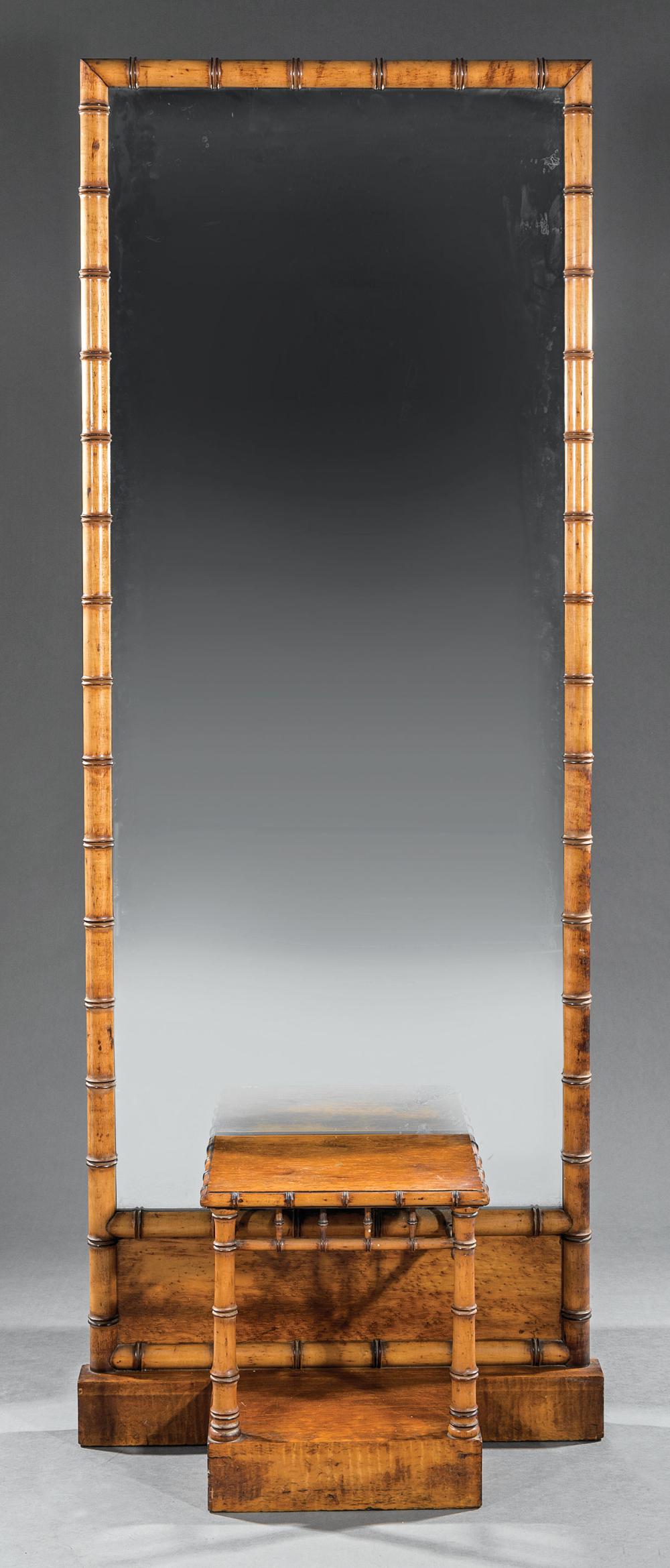 Appraisal: American Aesthetic Maple Faux Bamboo Pier Mirror late th c