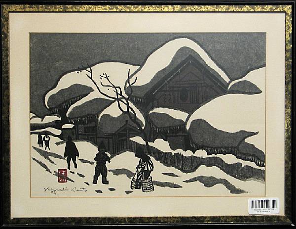 Appraisal: Kiyoshi Saito - One modern print Entitled Winter in Aizu