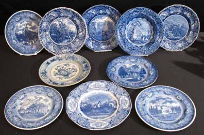 Appraisal: Group of assorted blue transfer-printed cabinet plates staffordshire wright tyndale