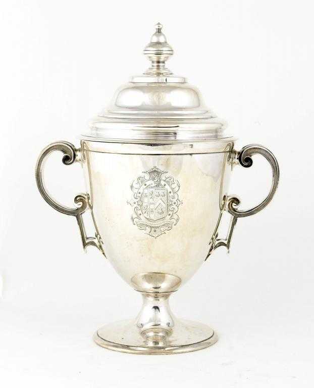 Appraisal: A VICTORIAN TROPHY CUP AND A COVER engraved with contemporary