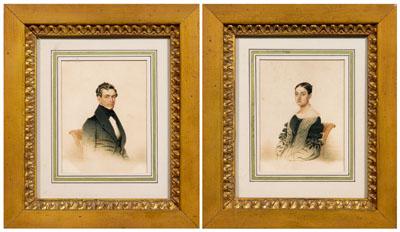 Appraisal: Pair American miniatures man in black jacket woman in black