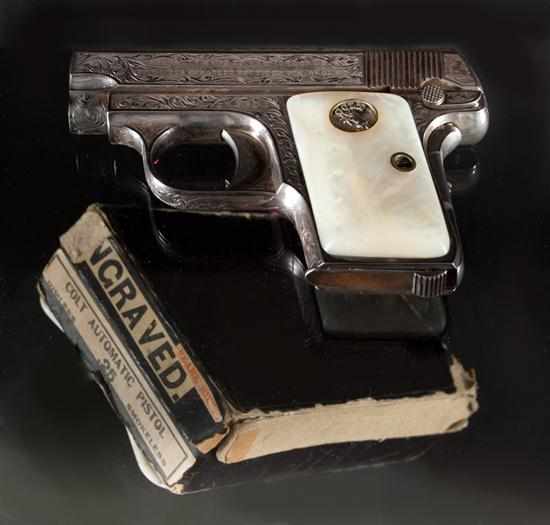 Appraisal: Colt ''Automatic'' engraved pearl-handled Vest Pocket Model Semi-Automatic Pistol Serial