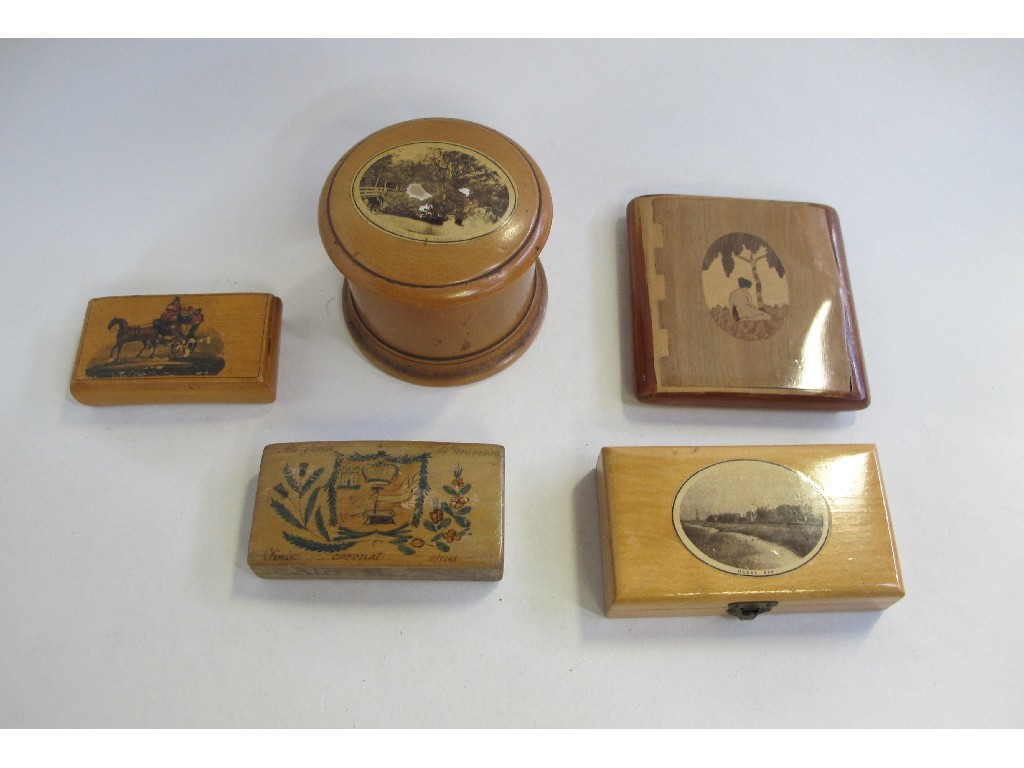 Appraisal: Lot comprising four pieces of Mauchline ware