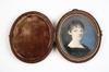 Appraisal: MINIATURE CASED PORTRAIT - Oil on Ivory Oval Bust Portrait