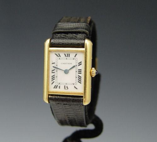 Appraisal: K CARTIER TANK WRIST WATCH K yellow gold tank watch