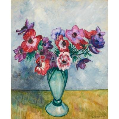 Appraisal: ELIZABETH GRANDIN American - Oil on canvas Floral still life