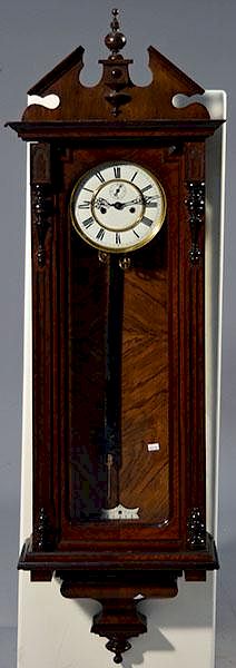 Appraisal: Vienna Regulator Clock Vienna regulator two weight wall clock walnut