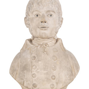 Appraisal: A Gray Plaster Bust of a Young Man th Century