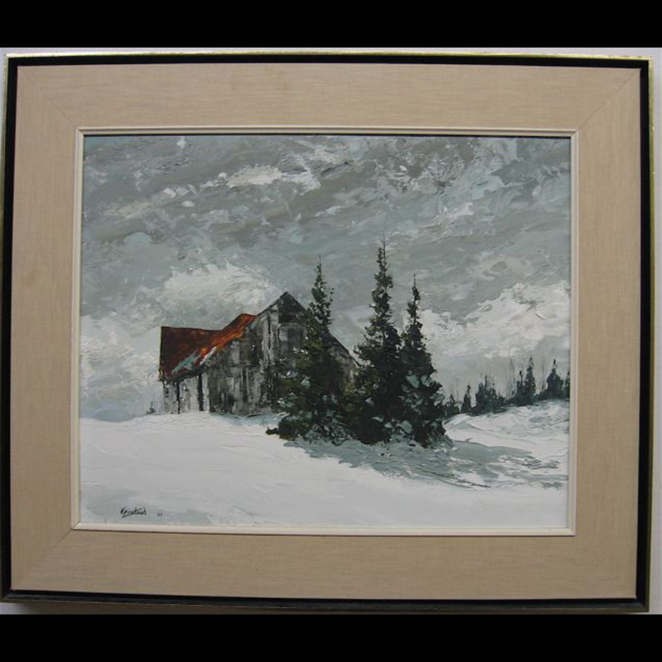 Appraisal: JAMES LORIMER KEIRSTEAD - CANADIAN CEDAR TRIO OIL ON MASONITE