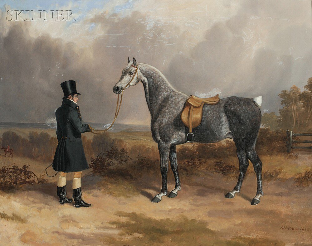 Appraisal: Samuel John Egbert Jones British - Groom with Gray Cob