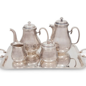 Appraisal: A Christofle Silver-Plate Five-Piece Tea and Coffee Service comprising a