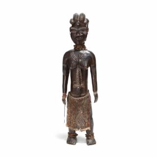 Appraisal: West African Carved Wood Female Figure incised decoration simulating tattoos