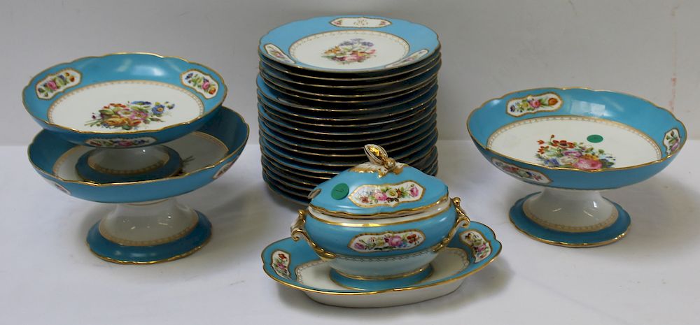 Appraisal: LIMOGES Lot of Blue Floral Decorated porcelain To include plates