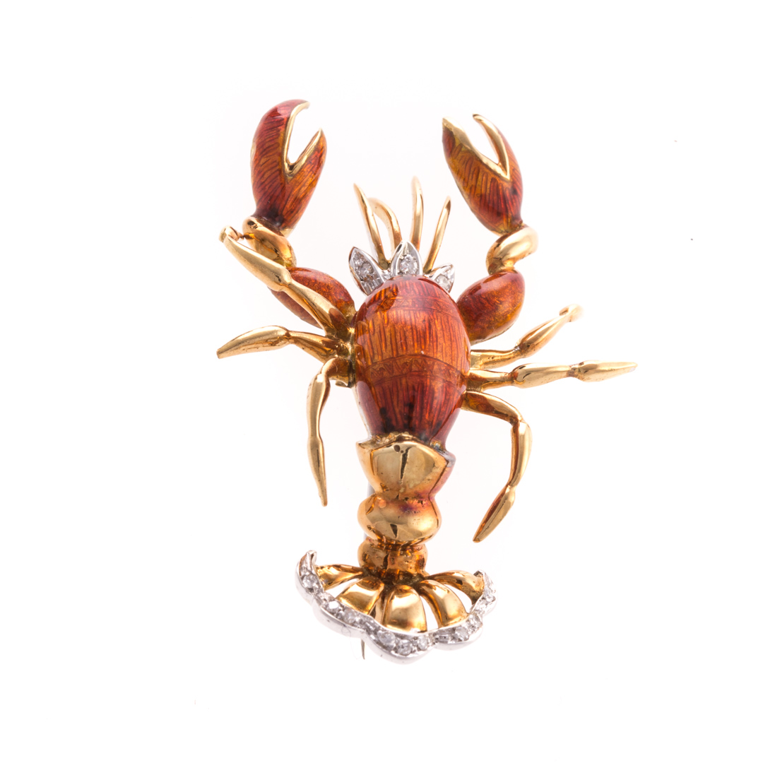 Appraisal: A K Enamel Diamond Lobster Pin by Tiffany Co K