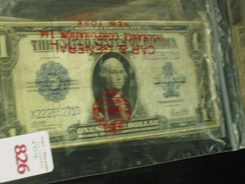 Appraisal: U S CURRENCY One dollar large silver certificate Ten dollar