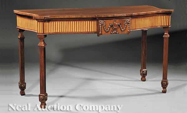 Appraisal: A George III Inlaid Mahogany Serving Table c serpentine top