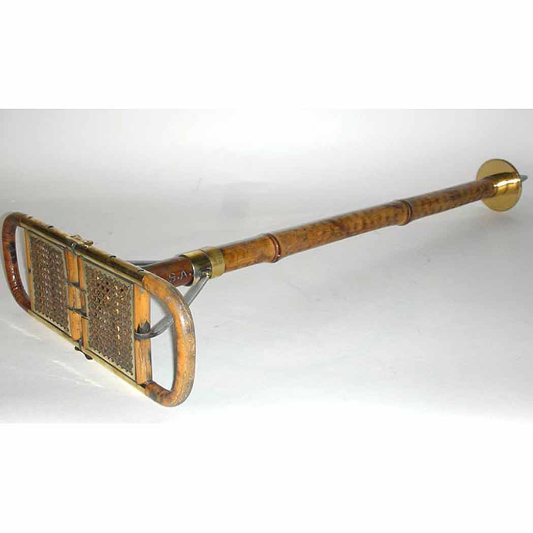 Appraisal: English Brass Bound Bamboo Shooting Stick With a folding seat