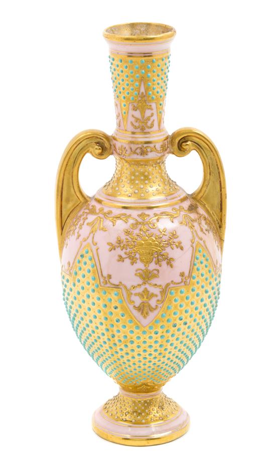 Appraisal: Sale Lot A Coalport Porcelain Vase with gilt handles and