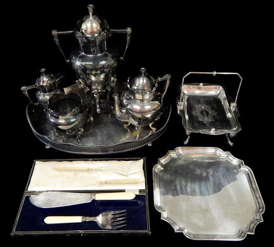 Appraisal: SILVER Silver plate tea service accessories eight pieces four-piece Wilcox