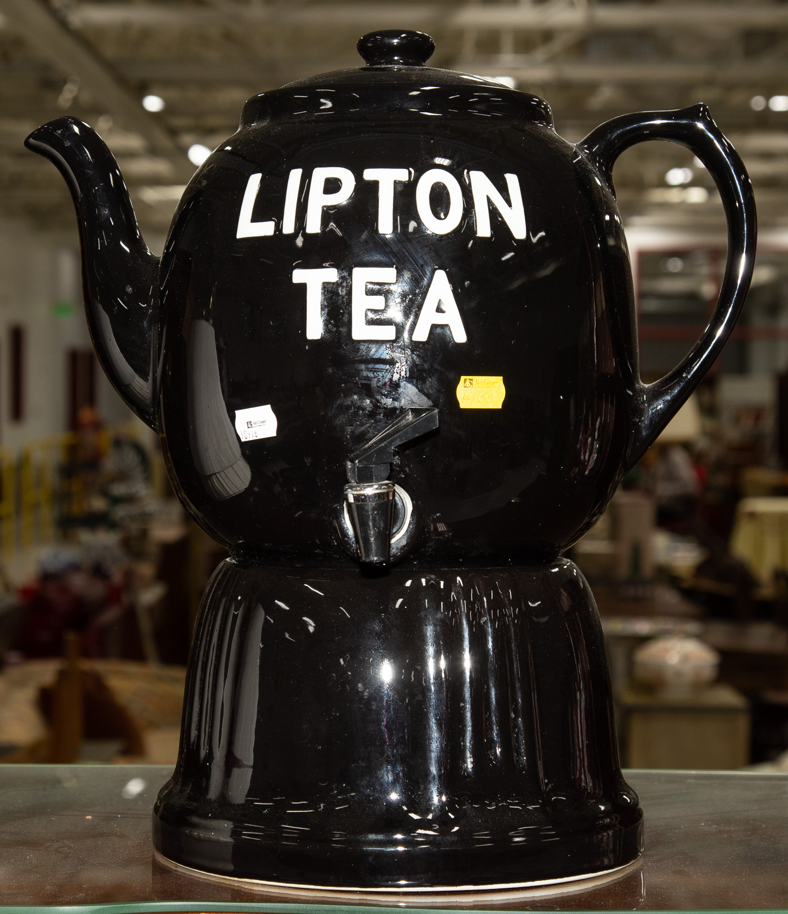 Appraisal: LIPTON TEA COUNTERTOP PORCELAIN DISPENSER Complete with stand and lid