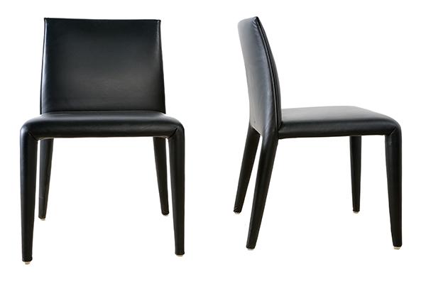 Appraisal: FOUR B B ITALIA BLACK LEATHER DINING CHAIRS FOUR B