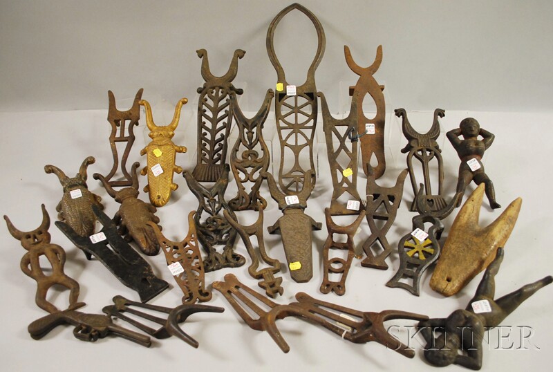 Appraisal: Collection of Mostly Cast and Wrought Iron Bootjacks total