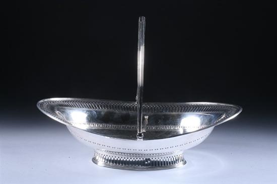 Appraisal: GEORGE III SILVER CAKE BASKET maker mark rubbed London Oval