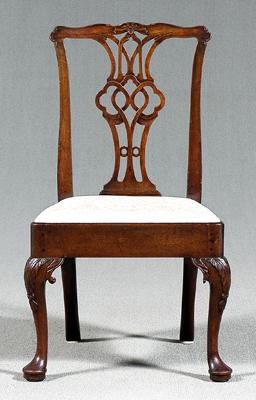 Appraisal: Chippendale carved side chair walnut carved crest pierced splat carved