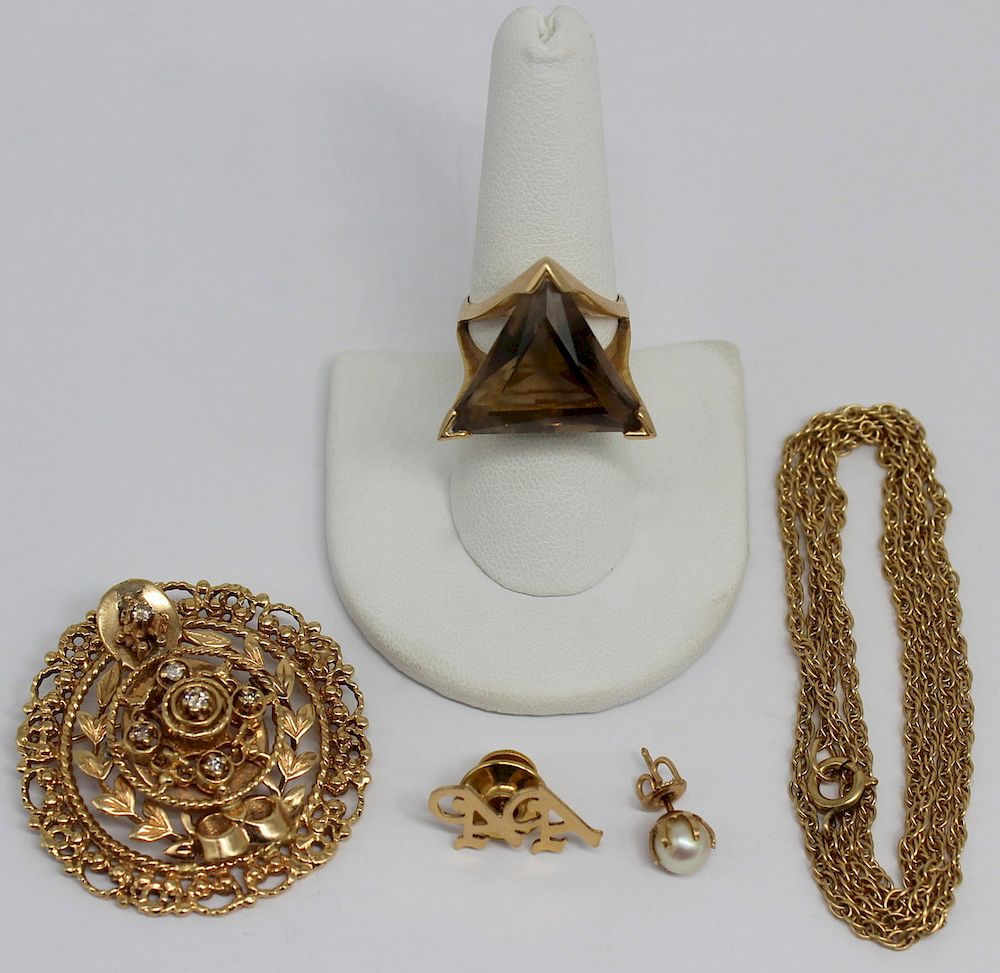 Appraisal: JEWELRY Assorted Gold Jewelry Grouping Includes a signed kt yellow