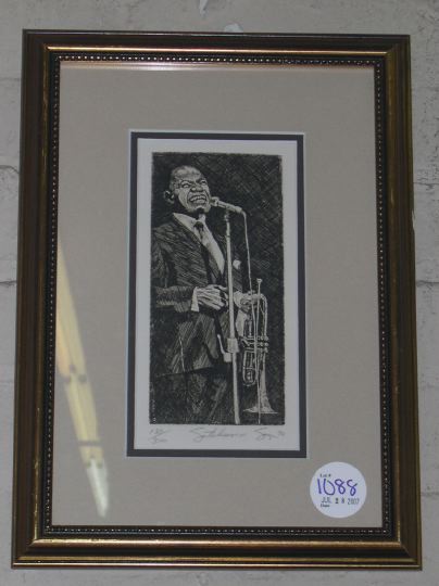 Appraisal: Philip Sage American New Orleans b Satchmo limited edition etching