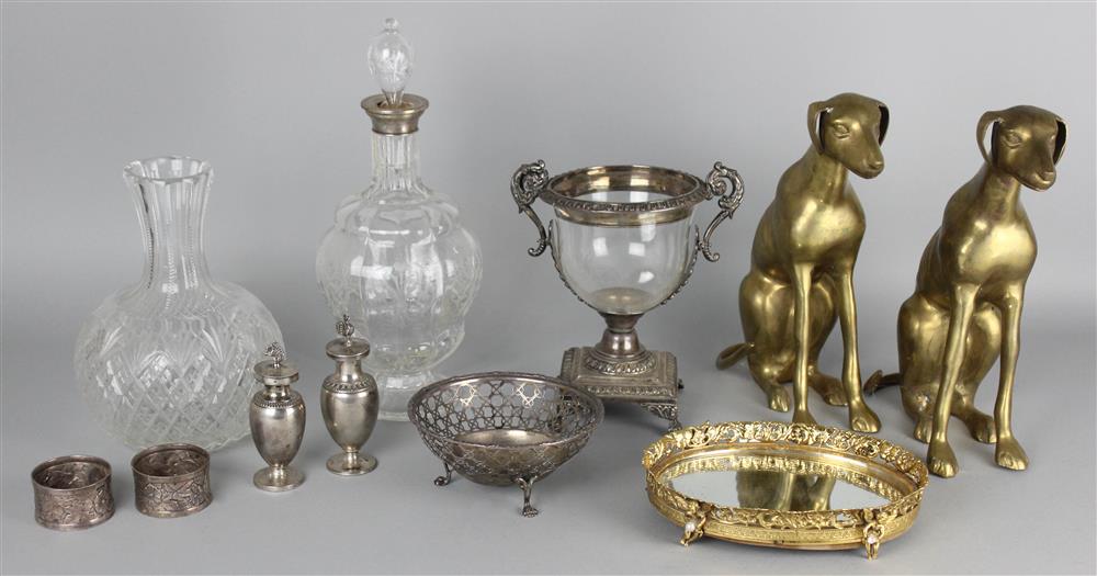 Appraisal: MISCELLANEOUS GROUP OF SILVER SILVERPLATE GLASS AND METAL including two