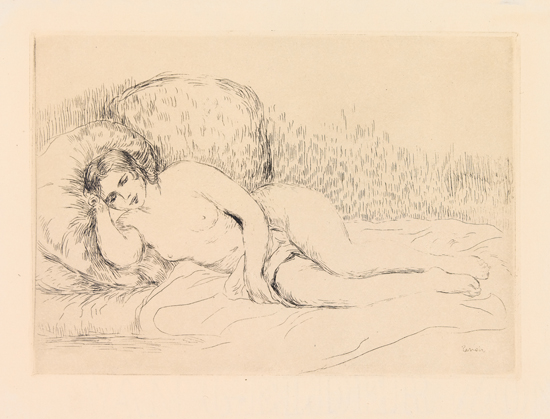 Appraisal: PIERRE-AUGUSTE RENOIR Femme couch e tourn e gauche Etching x