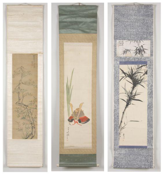 Appraisal: Three Antique Japanese Hanging Scrolls th c all signed the