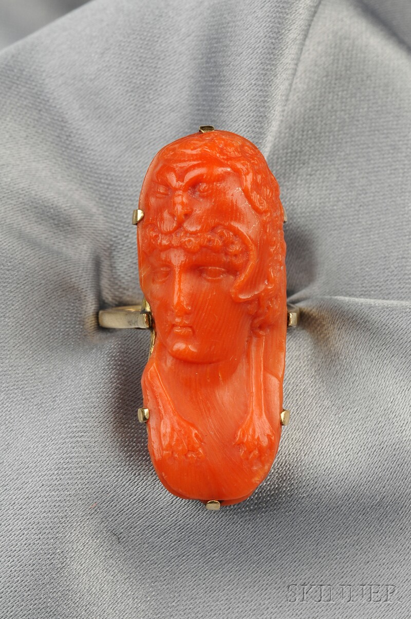 Appraisal: Antique Coral Cameo of Hercules depicted wearing the skin of