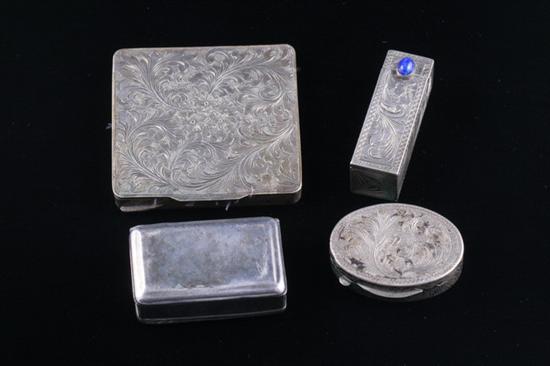 Appraisal: SET THREE ITALIAN SILVER VANITY ITEMS AND GEORGE III SILVER