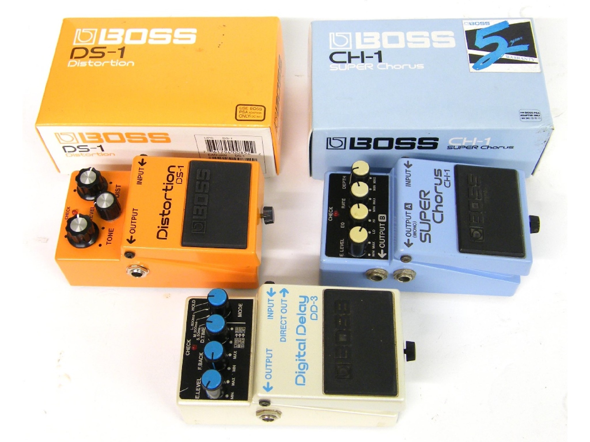 Appraisal: Boss DS- distortion pedal boxed together with a Boss DD-