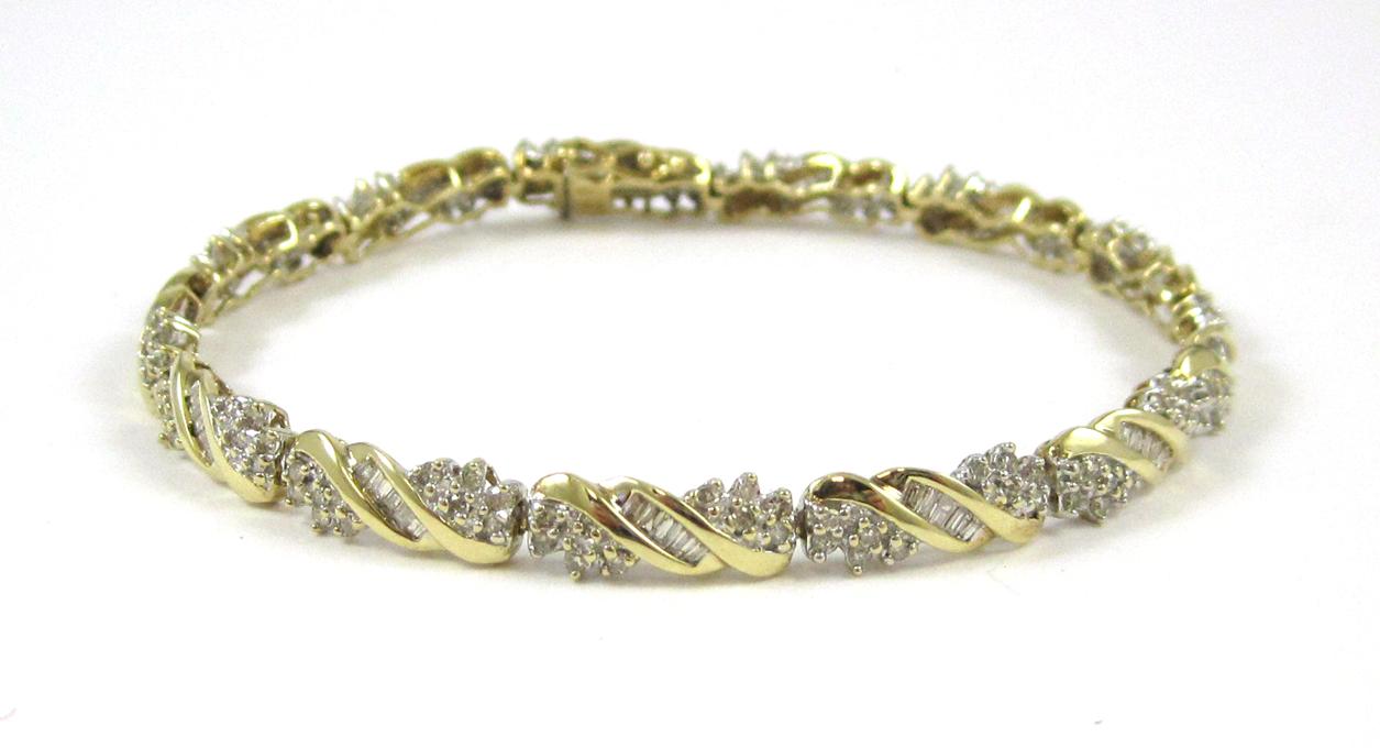 Appraisal: DIAMOND AND TEN KARAT GOLD BRACELET measuring - inches in