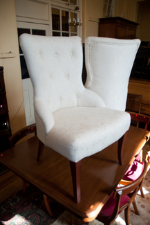 Appraisal: PAIR OF CREAM UPHOLSTERED BUTTON BACK CHAIRS