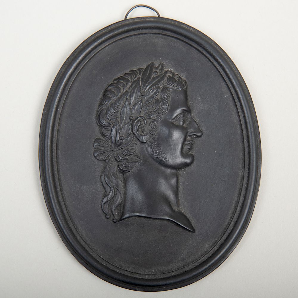 Appraisal: Wedgwood Black Basalt Oval Portrait Medallion of Tiberius Impressed lowercase