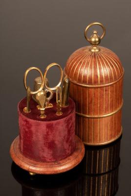 Appraisal: A th Century French bird cage etui with brass wirework