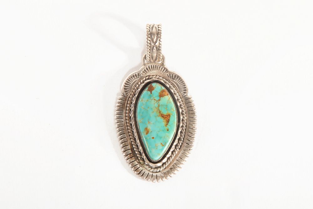 Appraisal: A Ben Begaye Silver and Turquoise Pendant ca Navajo Ben