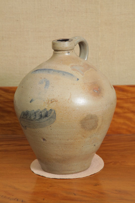 Appraisal: STONEWARE JUG WITH COBALT DECORATON UTICA NEW YORK Impressed ''N