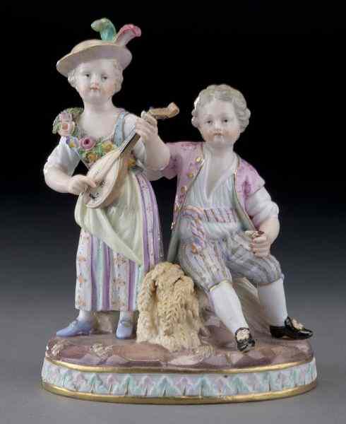 Appraisal: Meissen figural group emblematic of ''Summer'' the girl playing a