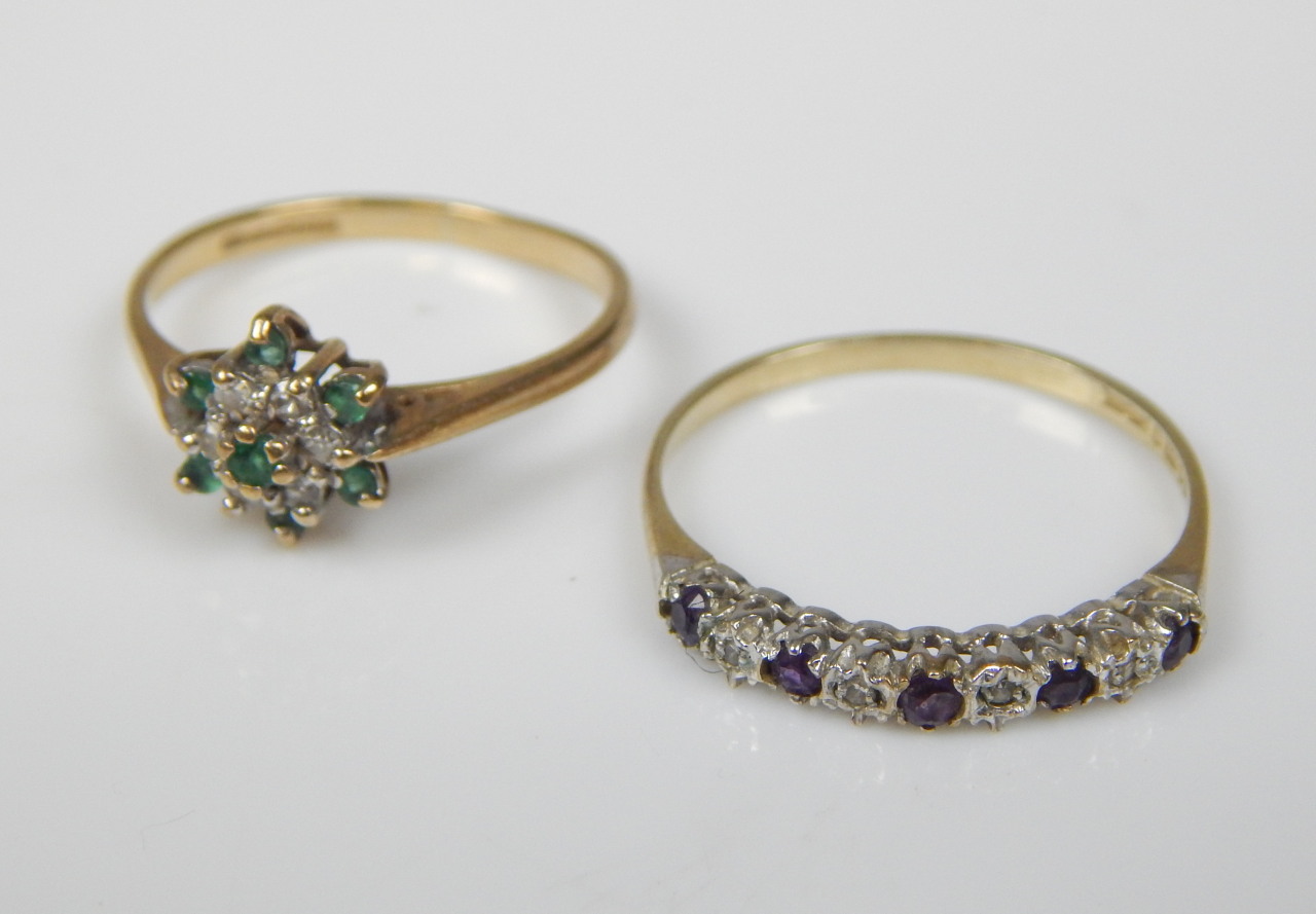 Appraisal: Two ct gold dress rings each stone set one in