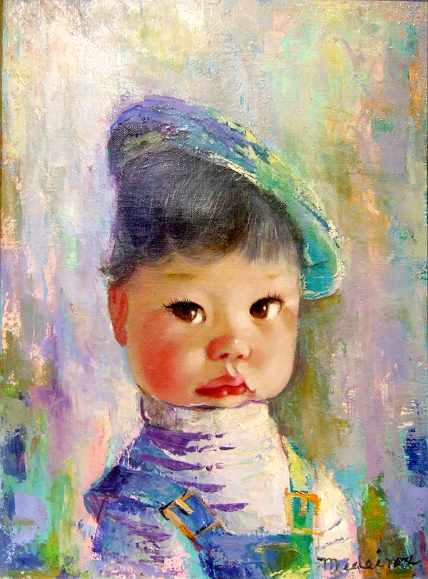 Appraisal: Medeirox French th century Portrait of Young Child oil canvas